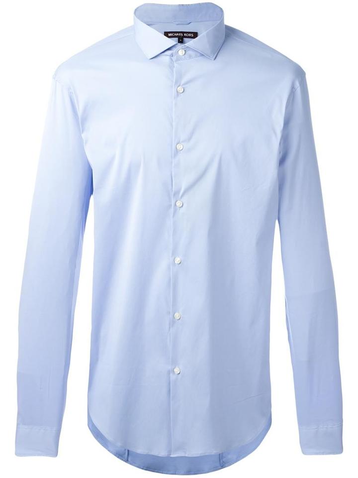 Michael Kors Plain Shirt, Men's, Size: Xxl, Blue, Cotton/nylon/spandex/elastane