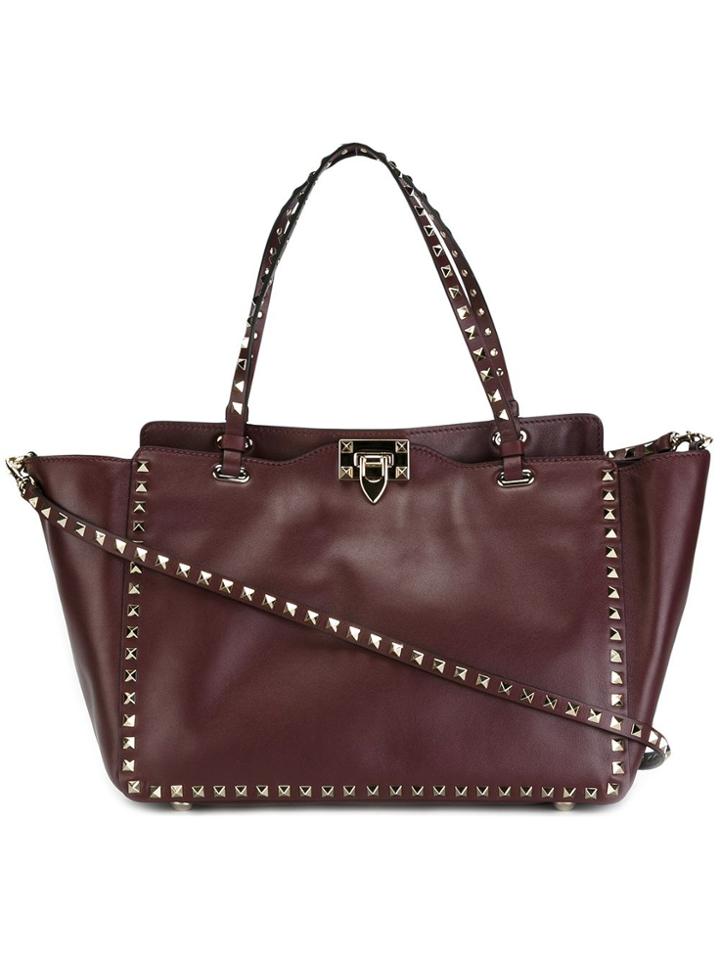 Valentino Valentino Garavani Medium 'rockstud' Trapeze Tote - Red