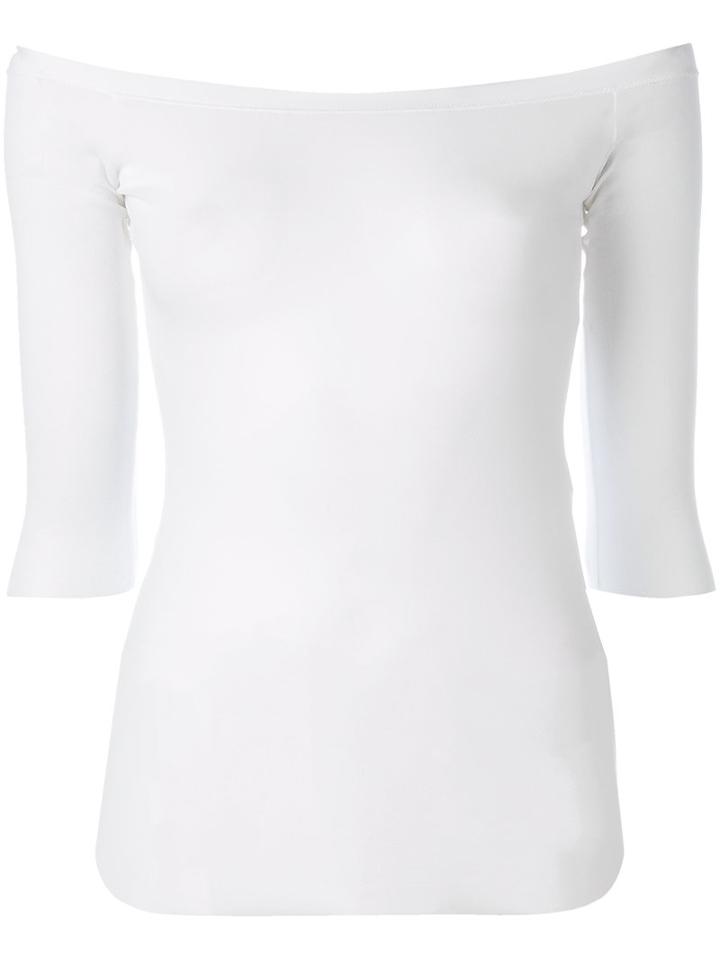 D.exterior - Sheer Off-shoulder Top - Women - Polyamide - S, Women's, White, Polyamide
