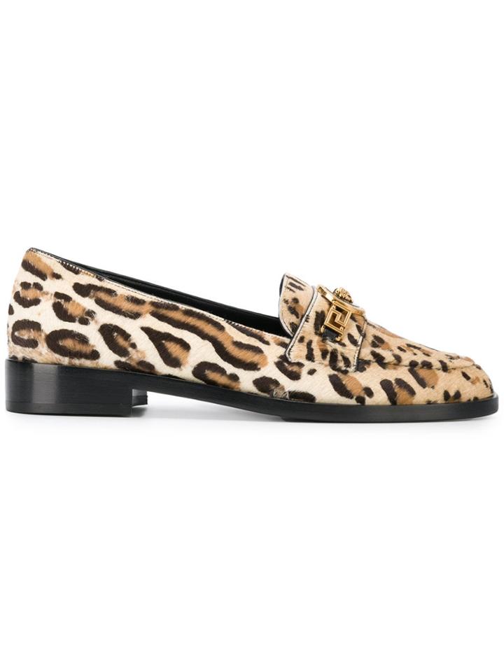 Versace Medusa Leopard Loafers - Nude & Neutrals