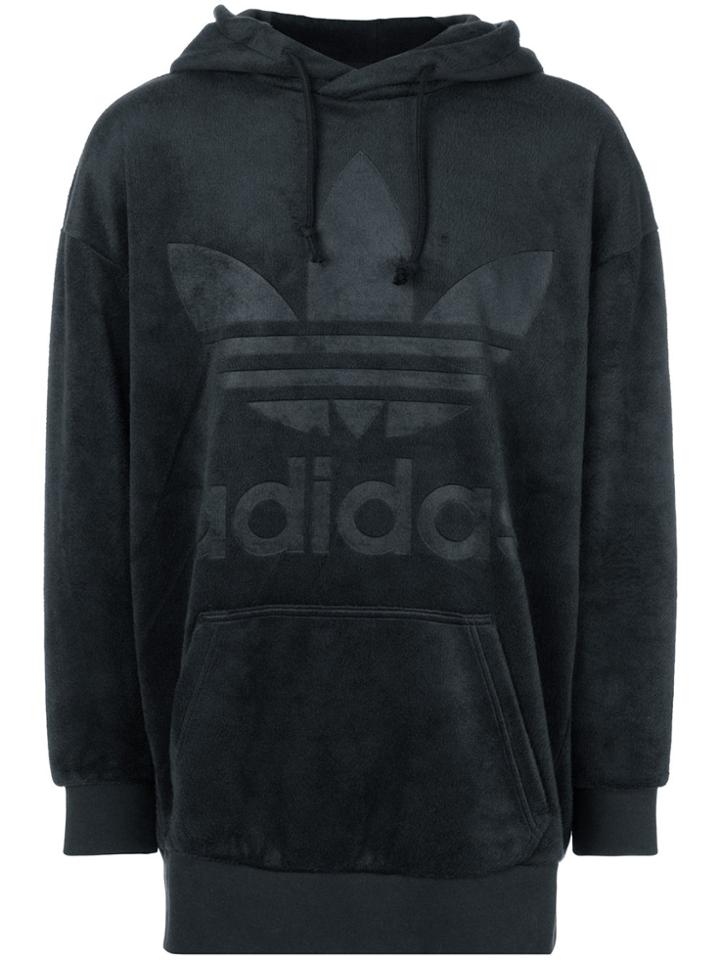 Adidas Velour Logo Hoodie - Black