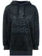 Adidas Velour Logo Hoodie - Black