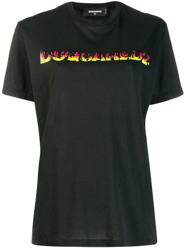 Dsquared2 Flames Logo Print T-shirt - Black