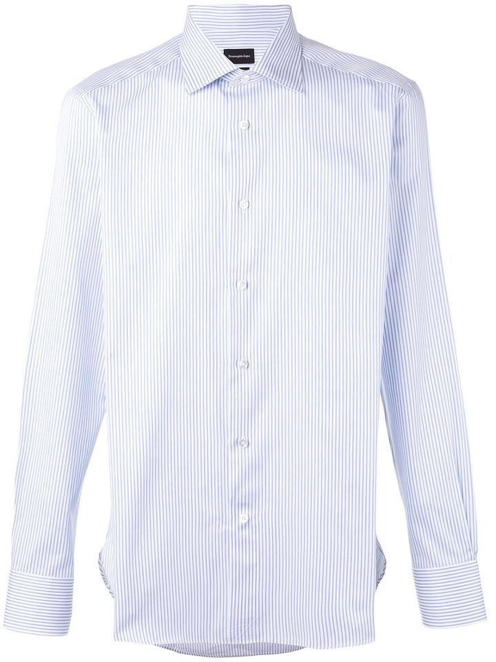 Ermenegildo Zegna - Fine Stripe Shirt - Men - Cotton - 39, Blue, Cotton