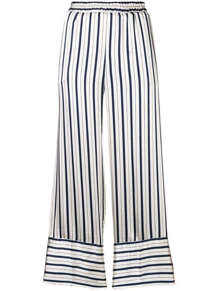 Twin-set Striped Cropped Trousers - Neutrals
