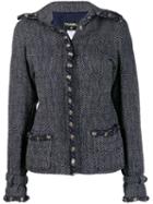 Chanel Pre-owned 2008's Herringbone Fitted Jacket - Blue