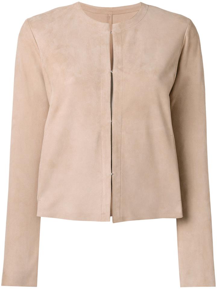 Drome Collarless Jacket, Women's, Size: Small, Nude/neutrals, Goat Suede