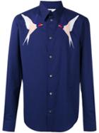 Stella Mccartney Swallow Chest Shirt, Men's, Size: 42, Blue, Silk/cotton
