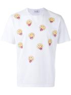 Jimi Roos Smiley Face Print T-shirt, Men's, Size: Large, White, Cotton