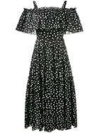 Dolce & Gabbana Off-shoulder Polka-dot Dress, Women's, Size: 42, Black, Cotton/spandex/elastane