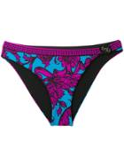 Versace - Floral Print Bikini Bottoms - Women - Polyamide/spandex/elastane - 2, Purple, Polyamide/spandex/elastane