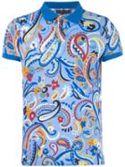Etro Allover Print Polo Shirt, Men's, Size: Xxl, Blue, Cotton