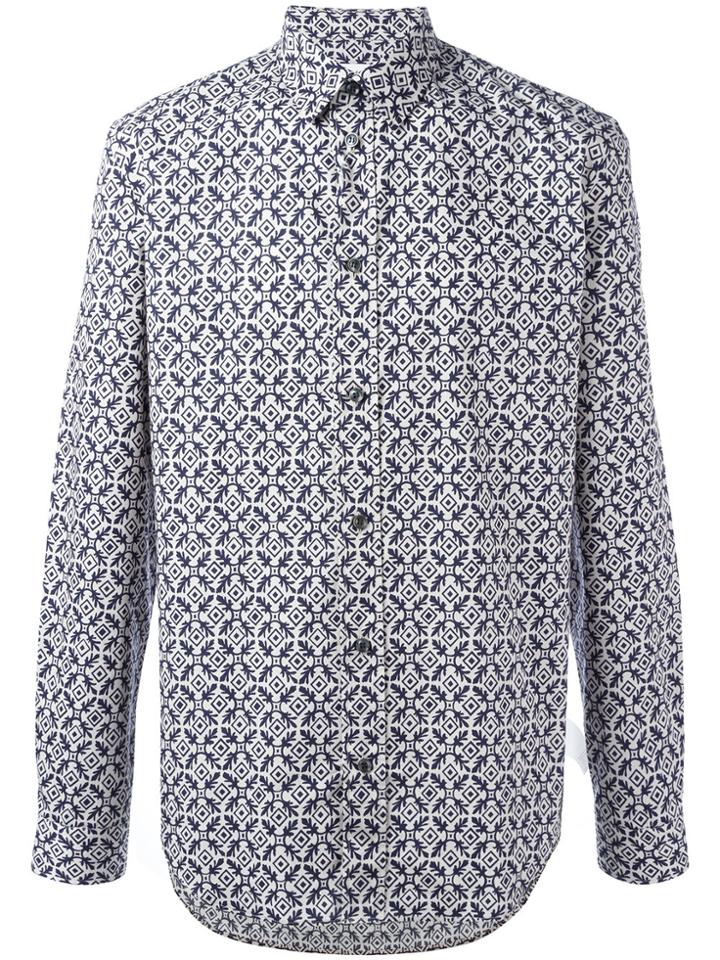 Maison Margiela Print Long-sleeve Shirt - Blue