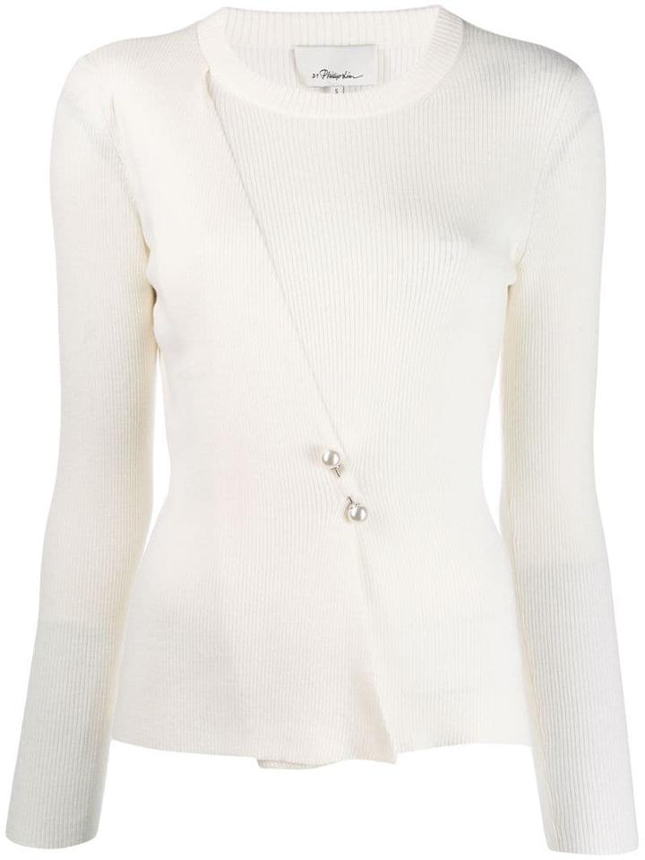 3.1 Phillip Lim Diagonal Panel Ribbed Knit - White