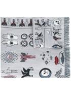 Alexander Mcqueen Esoteric Motif Scarf, Women's, Grey, Silk/acetate/wool