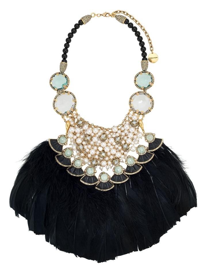 Camila Klein Maxi Colar Pena Conceito Ouro Velho The Crown - Black