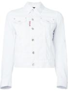 Dsquared2 Cropped Denim Jacket, Women's, Size: 40, White, Cotton/spandex/elastane