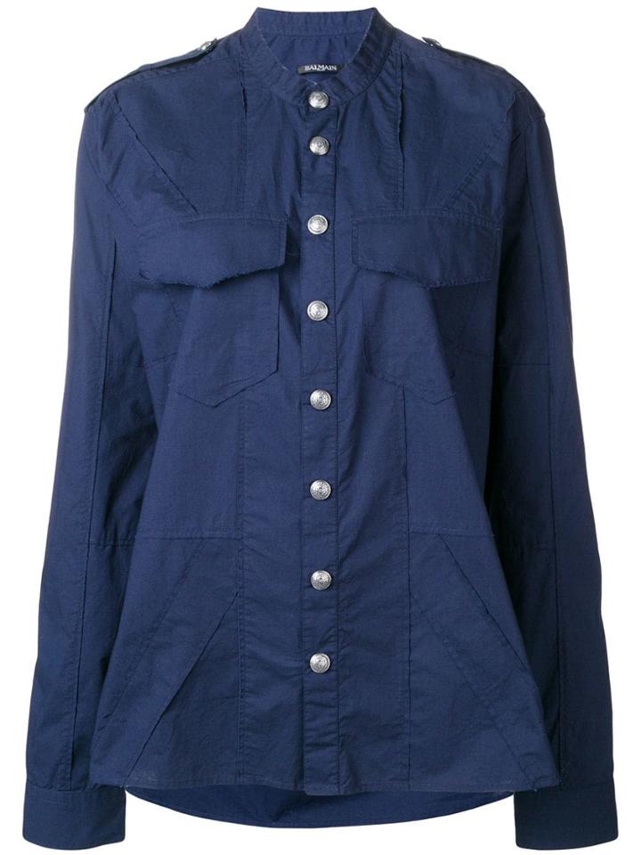 Balmain Military Style Shirt - Blue