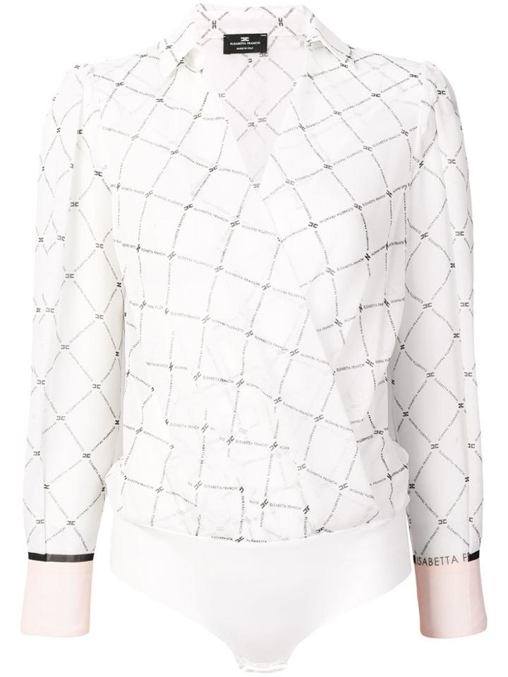 Elisabetta Franchi Logo Print Blouse - White