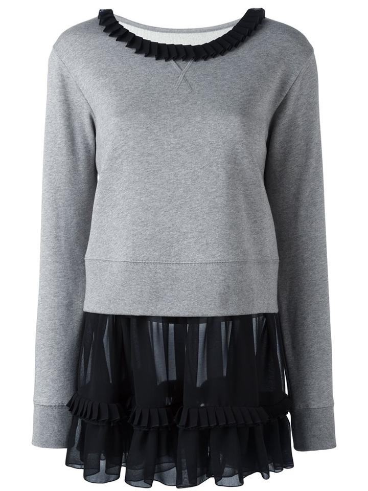 Mm6 Maison Margiela Collar Contrast Sweatshirt, Women's, Size: Medium, Grey, Cotton/polyester