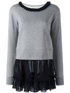 Mm6 Maison Margiela Collar Contrast Sweatshirt, Women's, Size: Medium, Grey, Cotton/polyester