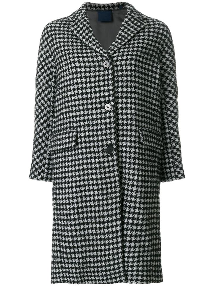 Aspesi Houndstooth Pattern Coat - Black