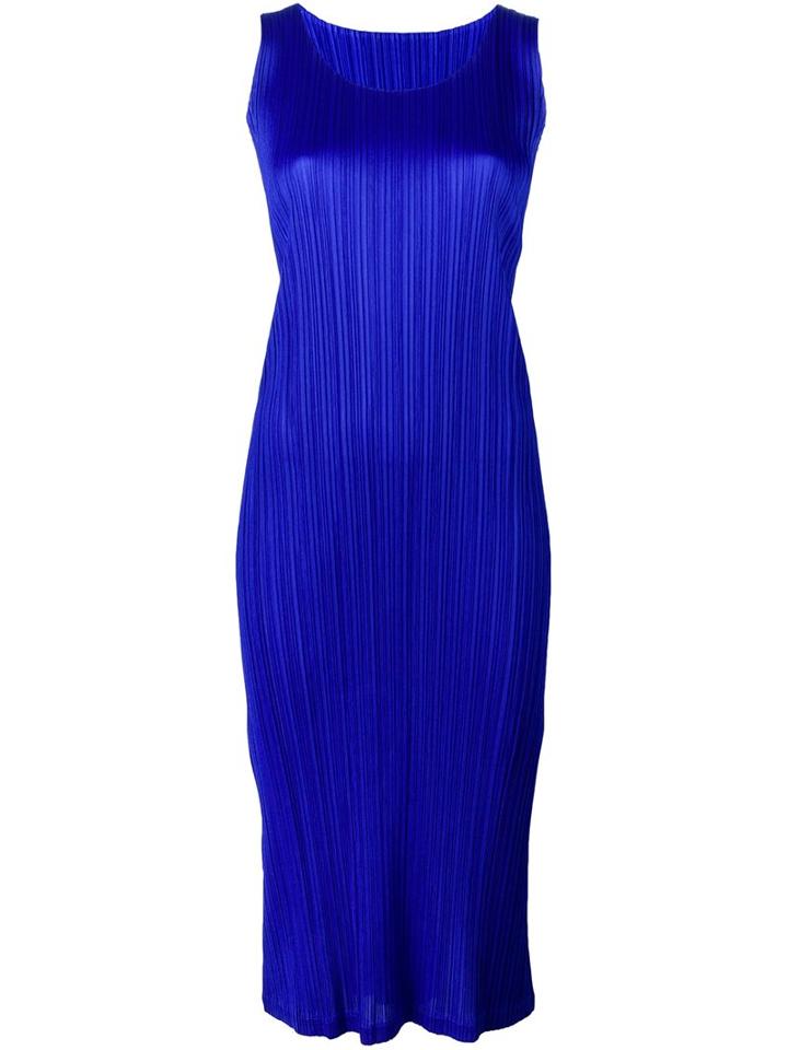 Pleats Please By Issey Miyake Pleated Tank Midi Dress, Women's, Size: 4, Blue, Polyester