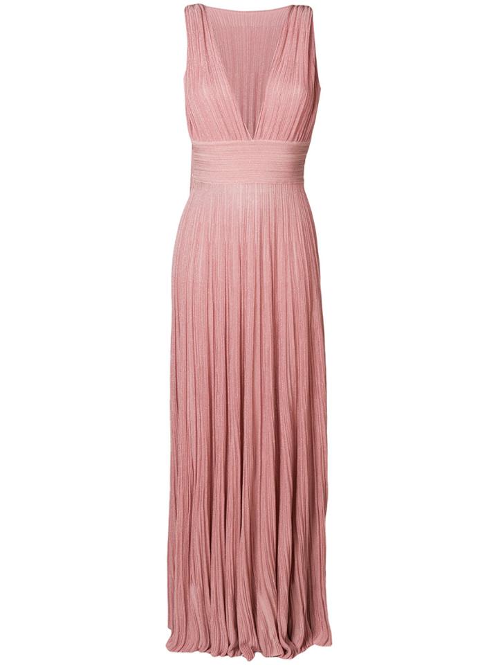 Antonino Valenti Long Knitted Pleated Dress - Pink & Purple