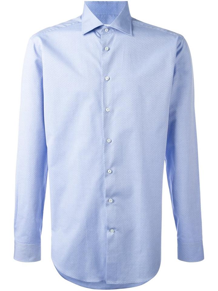 Etro Patterned Shirt, Men's, Size: 40, Blue, Cotton