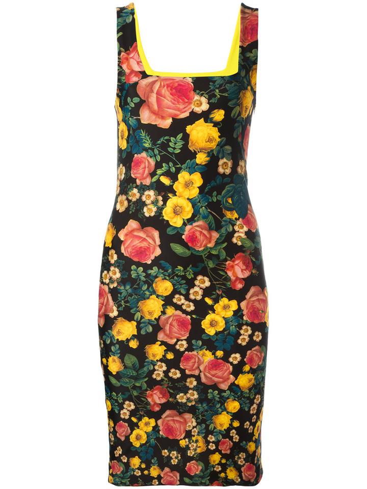 Fausto Puglisi Floral Print Fitted Dress, Women's, Size: 46, Black, Spandex/elastane/polyamide