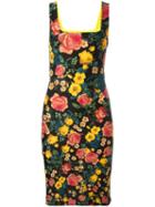 Fausto Puglisi Floral Print Fitted Dress, Women's, Size: 46, Black, Spandex/elastane/polyamide