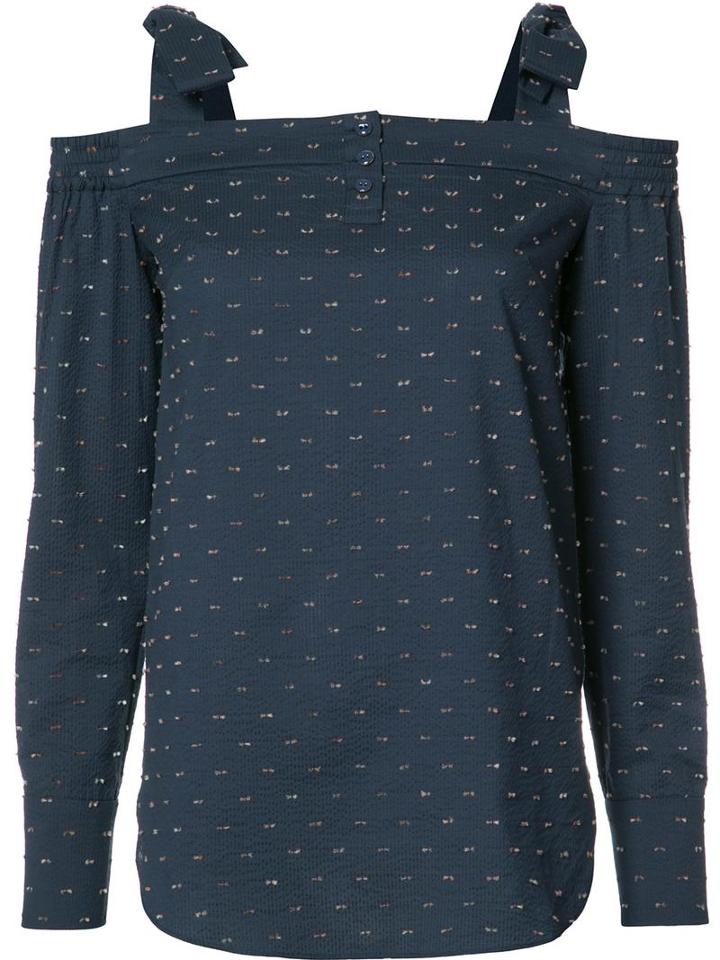 Saloni Cold Shoulder Top, Women's, Size: 2, Blue, Cotton/polyester