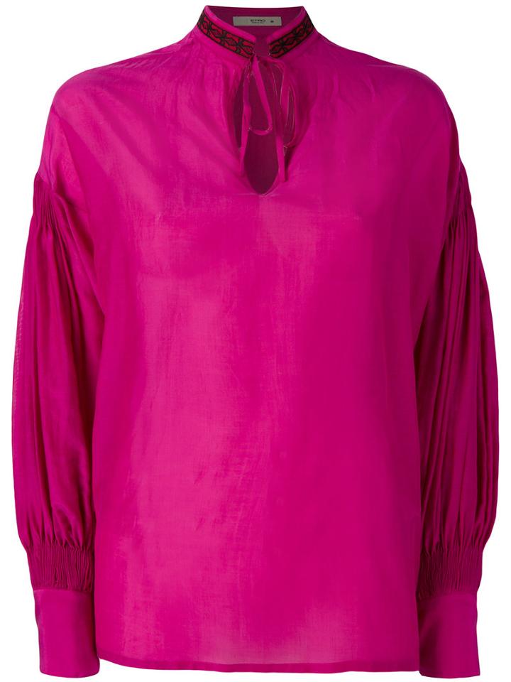 Etro - Peep-hole Blouse - Women - Silk/cotton/viscose - 44, Pink/purple, Silk/cotton/viscose