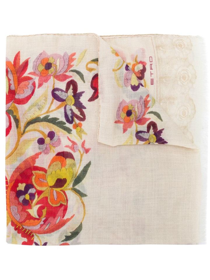 Etro Floral Print Scarf - Neutrals