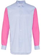 Comme Des Garçons Shirt Check Pannelled Cotton Shirt - Blue