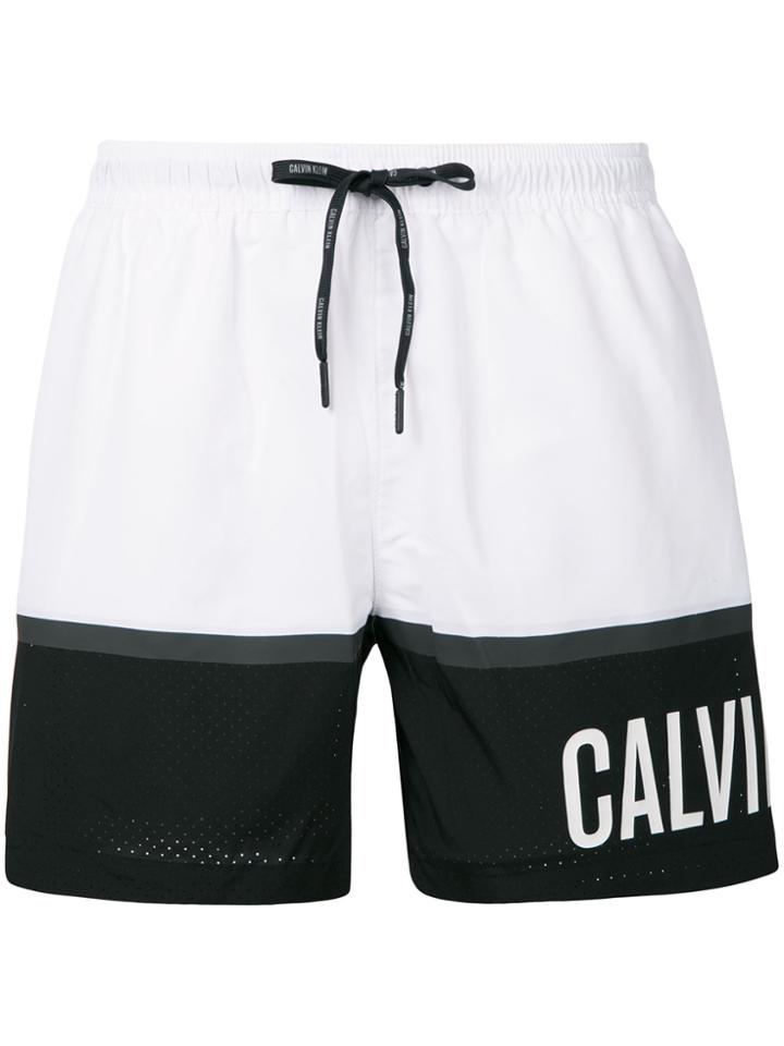 Calvin Klein Jeans Contrast Logo Swim Shorts - White