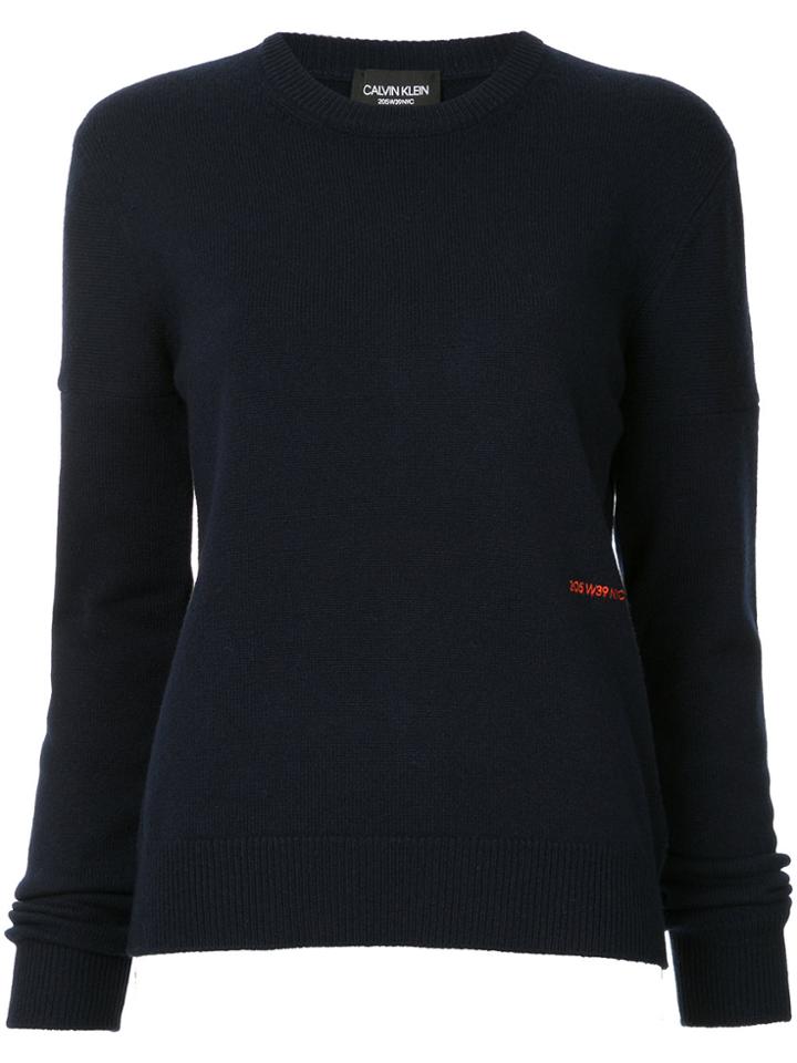 Calvin Klein 205w39nyc Cashmere Logo Embroidered Jumper - Blue