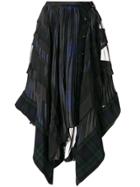 Sacai Pleated Checked Asymmetric Skirt - Blue