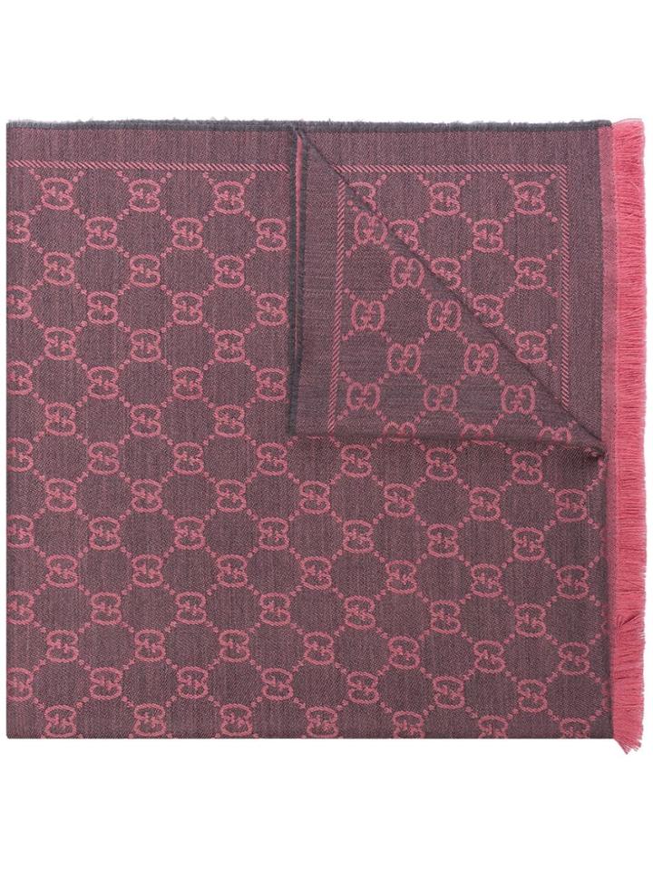 Gucci Gg Intarsia Knit Logo Scarf - Pink