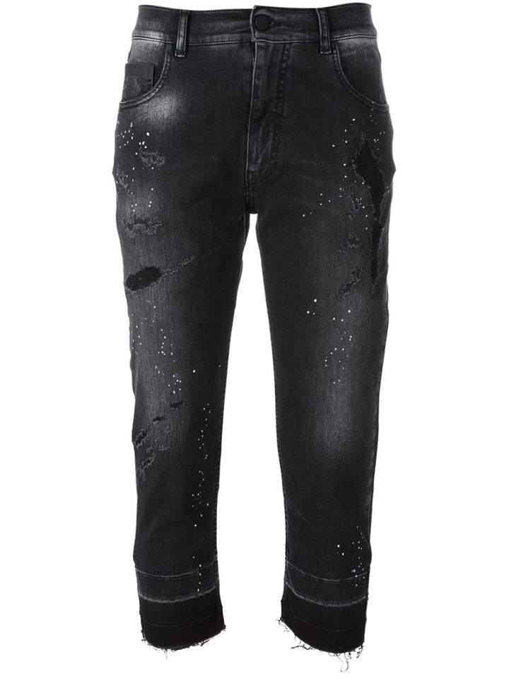 Marcelo Burlon County Of Milan 'jade' Boyfriend Jeans, Women's, Size: 24, Black, Cotton/elastodiene/spandex/elastane