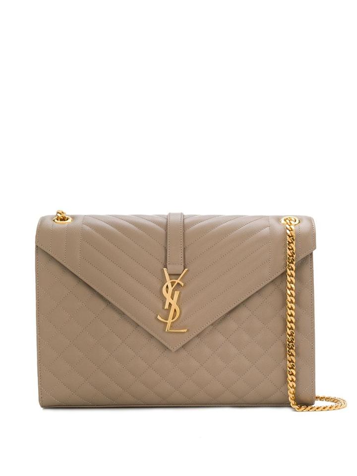 Saint Laurent Large Monogram Envelope Bag - Neutrals