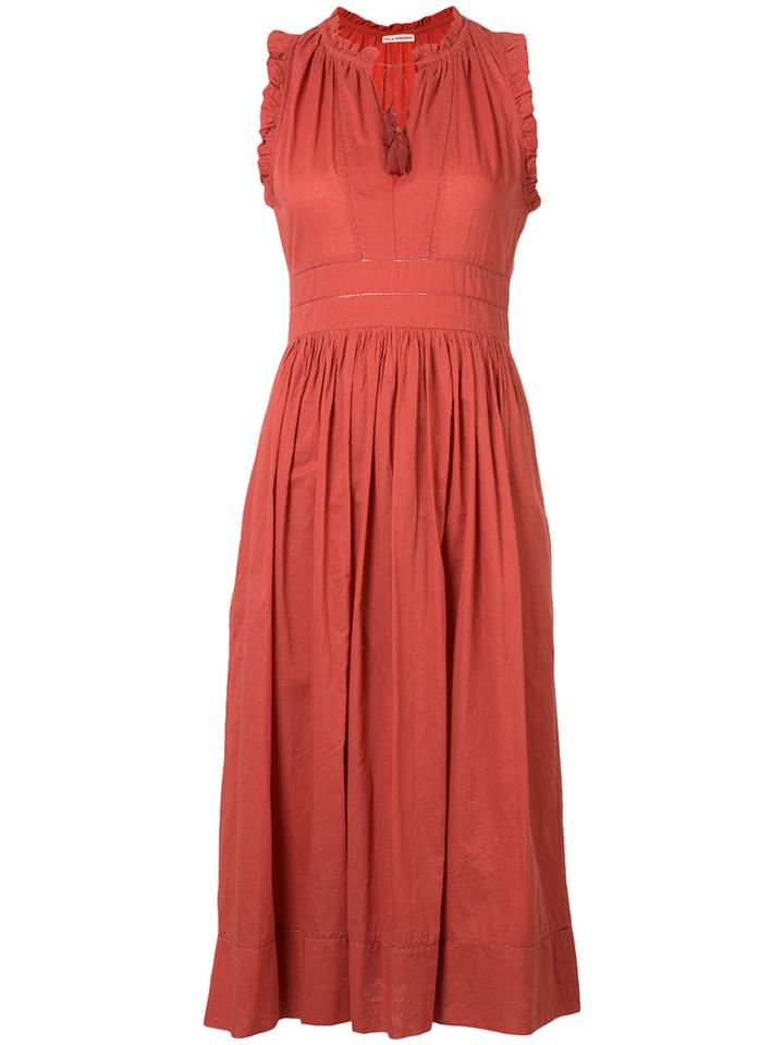 Ulla Johnson Sleeveless Frill Dress, Women's, Size: 6, Red, Cotton