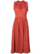 Ulla Johnson Sleeveless Frill Dress, Women's, Size: 6, Red, Cotton