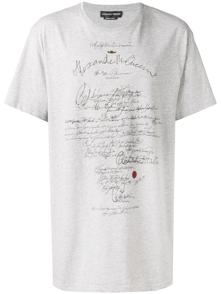 Alexander Mcqueen Oversized Printed T-shirt - Grey