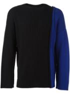 Liam Hodges Two-tone Knit Jumper, Men's, Size: Medium, Black, Wool