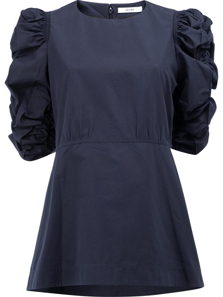 Céline Ruffled Sleeves Blouse, Women's, Size: 36, Blue, Cotton