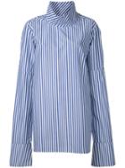 Strateas Carlucci - Sterile Funnel Shirt - Women - Cotton - M, Blue, Cotton