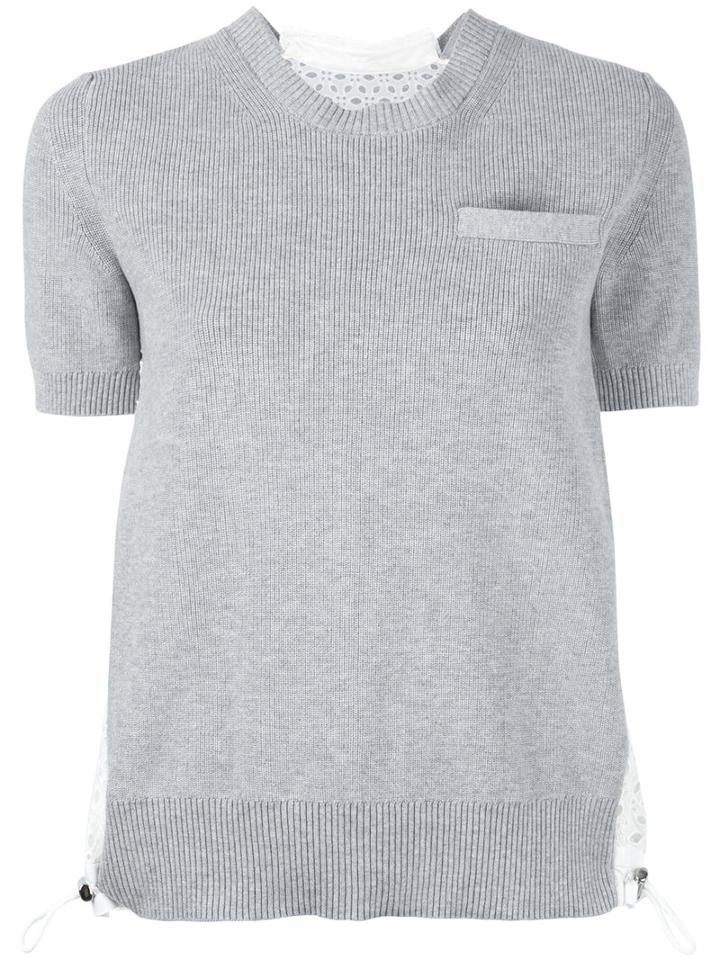 Sacai - Dot Lace Knitted Top - Women - Cotton/polycarbonite - 3, Grey, Cotton/polycarbonite