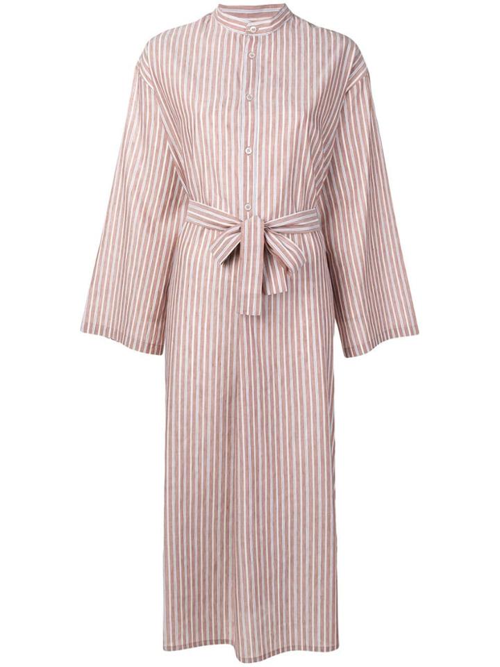 Cristaseya Stripped Maxi Shirt Dress - Brown