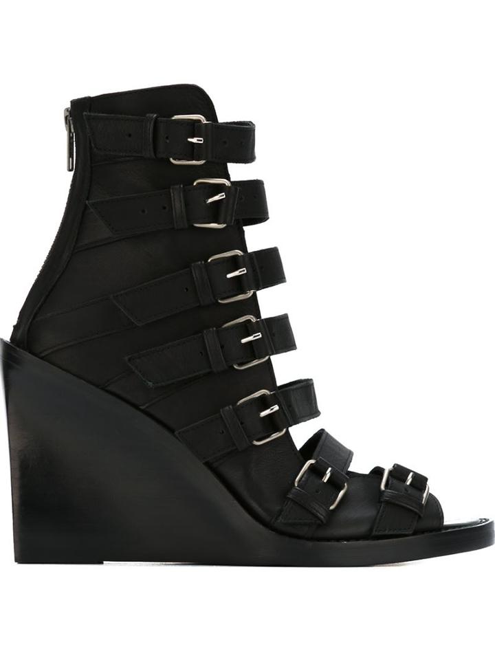 Ann Demeulemeester Buckled Wedge Sandals